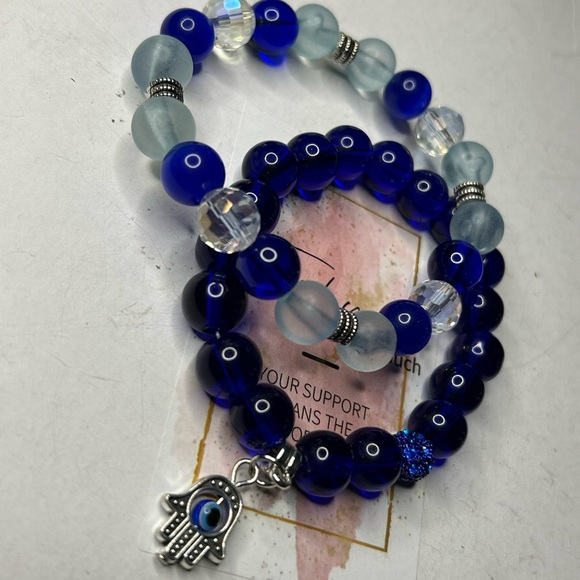 Blue Evil Eye Protection Bracelet Set - Picture 1 of 3